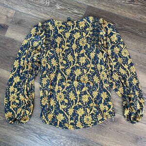 Flattering Ann Taylor Floral Black and Gold Top